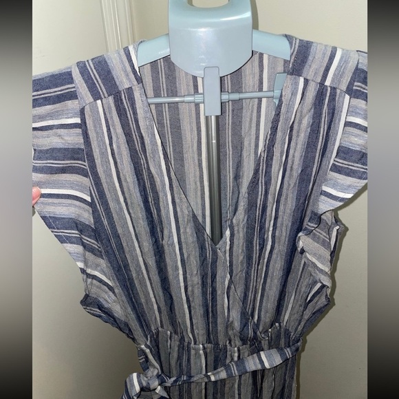 Splendid Womens Linen blend Multi Stripe Tulip Hem flutter sleeve Maxi SZ S #113 - Picture 2 of 4